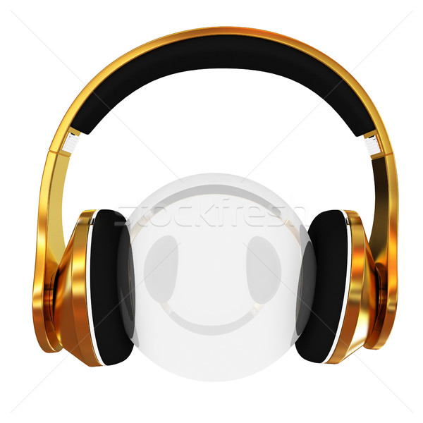 Or casque icône blanche verre radio [[stock_photo]] © Guru3D