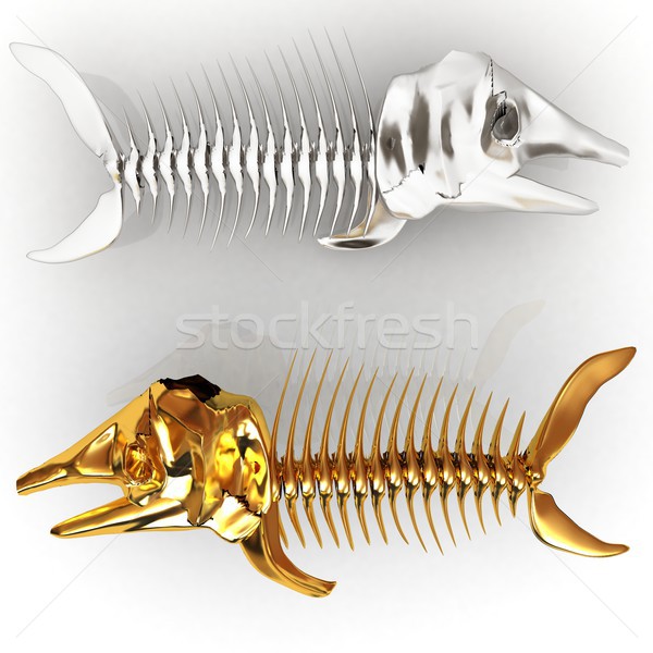 3D ilustrare peşte schelet alb medical Imagine de stoc © Guru3D