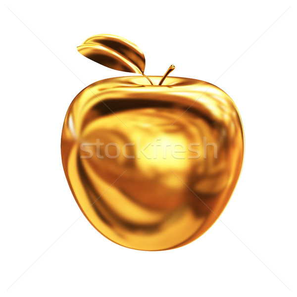 Złota jabłko odizolowany biały charakter projektu Zdjęcia stock © Guru3D