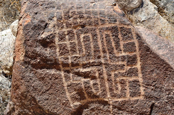 Oude indian kunst woestijn steen vierkante Stockfoto © gwhitton