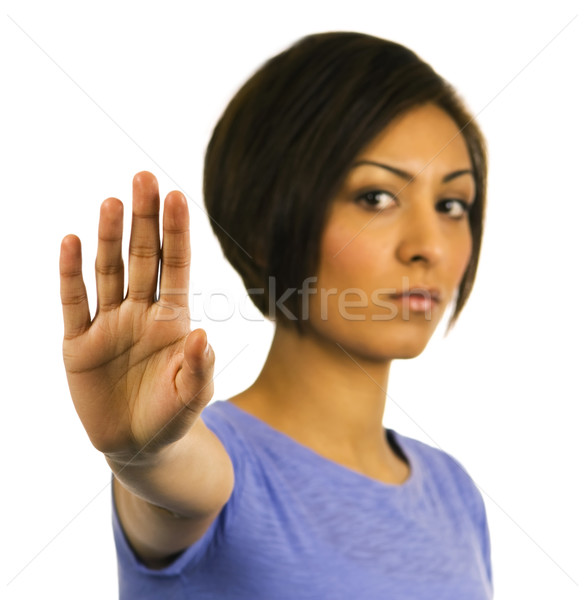 Arrêter jeune femme main up ethniques femme [[stock_photo]] © Habman_18