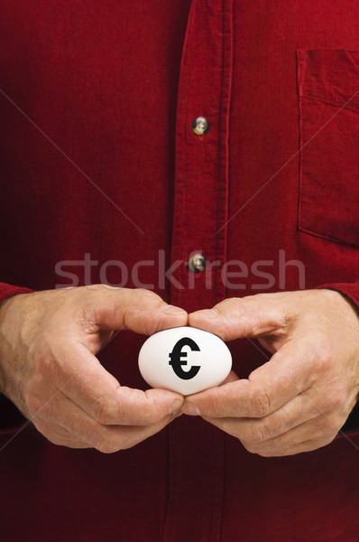 Człowiek biały jaj euro monetarny symbol Zdjęcia stock © Habman_18