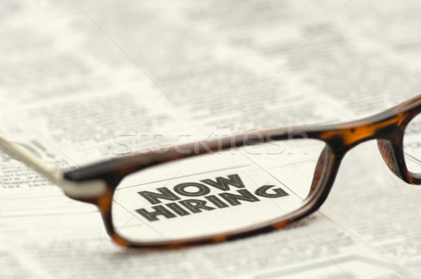 Now Hiring classified ad framed in glasses Stock photo © Habman_18