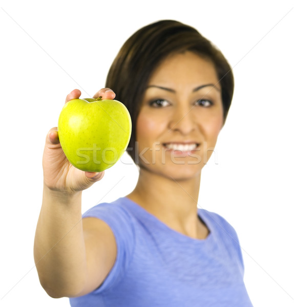 Jeunes ethniques femme vert pomme [[stock_photo]] © Habman_18