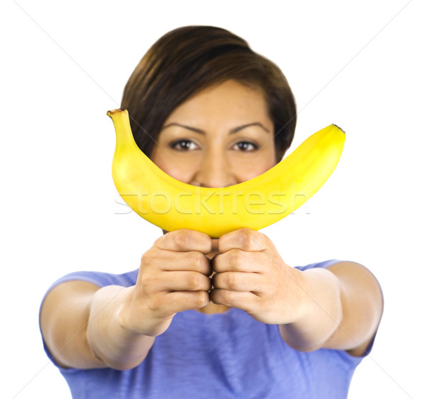 Jeune femme banane up visage deux mains Photo stock © Habman_18