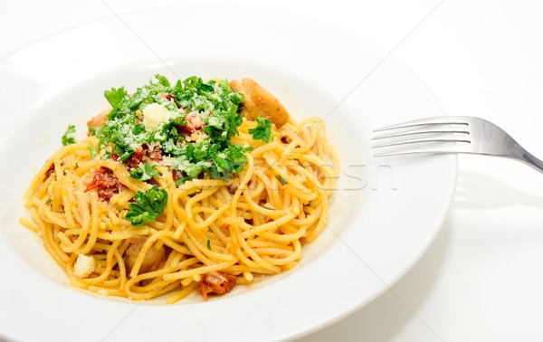 Spaghetti with sun-dried tomatoes Stock photo © hamik