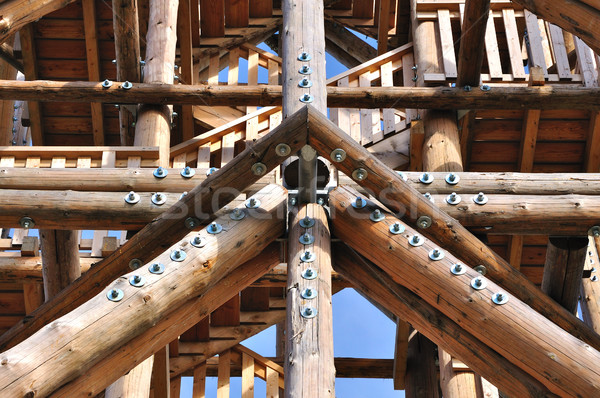 Holz Bau Detail Ansicht neue Beobachtung Stock foto © hamik