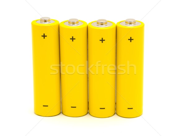 Batterijen rij Geel witte groep elektriciteit Stockfoto © hamik