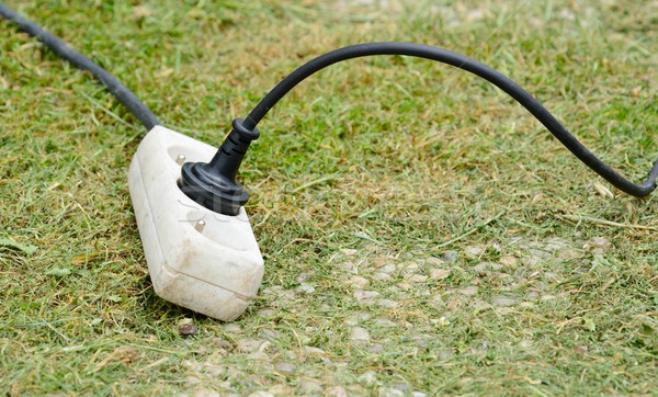 Kabel stopcontact oude witte plastic plug Stockfoto © hamik
