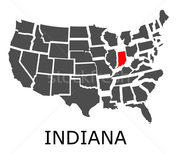 Indiana térkép USA földrajzi piros szín Stock fotó © hamik