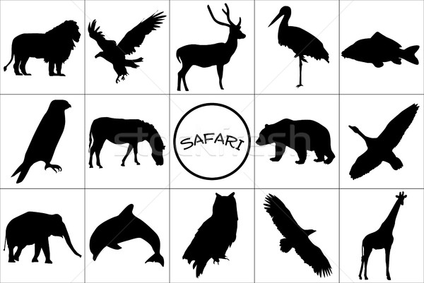 [[stock_photo]]: Noir · silhouettes · animaux · animaux · sauvages · symbole · nature