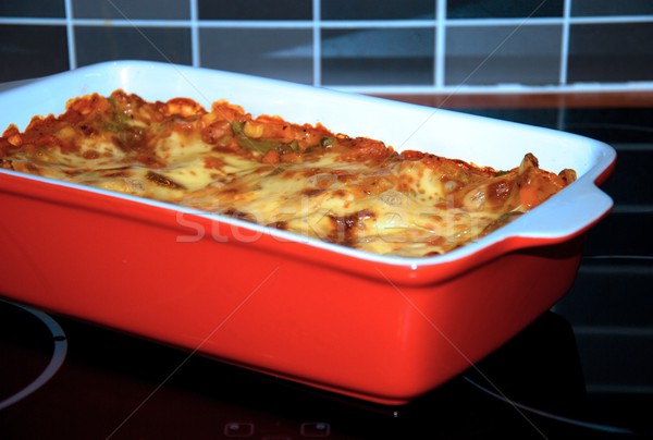 Lasagne bake rosso piattino alimentare cucina Foto d'archivio © hamik