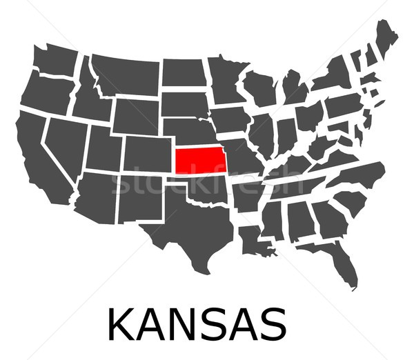 Kansas mappa USA rosso colore viaggio Foto d'archivio © hamik