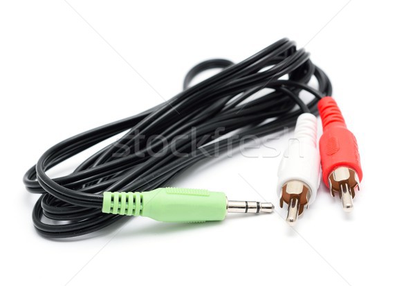 音頻 電纜 黑色 白 一 立體聲 商業照片 © hamik