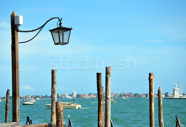 Stockfoto: Detail · haven · lamp · hemel · huis · weg