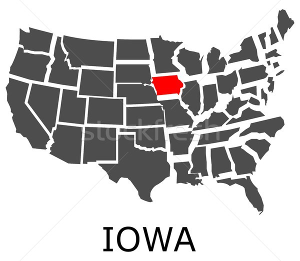 State of Iowa on map of USA Stock photo © hamik