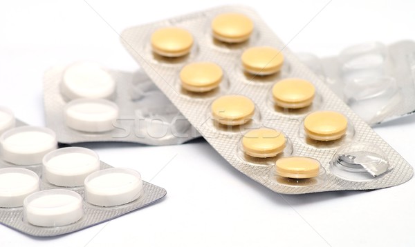[[stock_photo]]: Pilules · blanche · brun · cases · fond