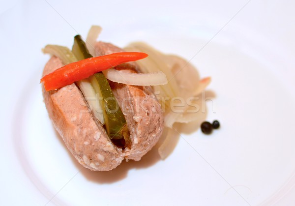 Stock photo: Pickled sausage portion