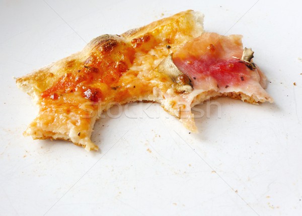 Pizza blanche plaque déjeuner rapide Photo stock © hamik