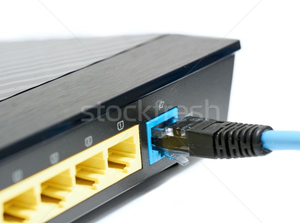 Ethernet router verbinding Blauw kabel haven Stockfoto © hamik