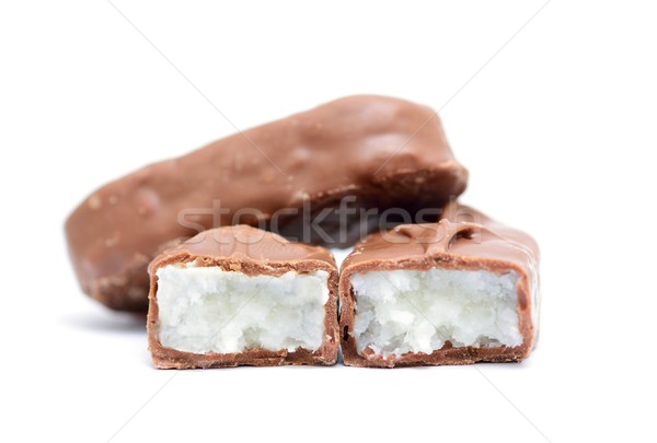 Kókusz csokoládé szelet elöl kilátás szeletel fehér Stock fotó © hamik