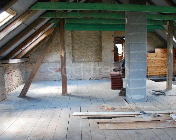 Dachgeschoss Bau Foto Hütte Holz home Stock foto © hamik