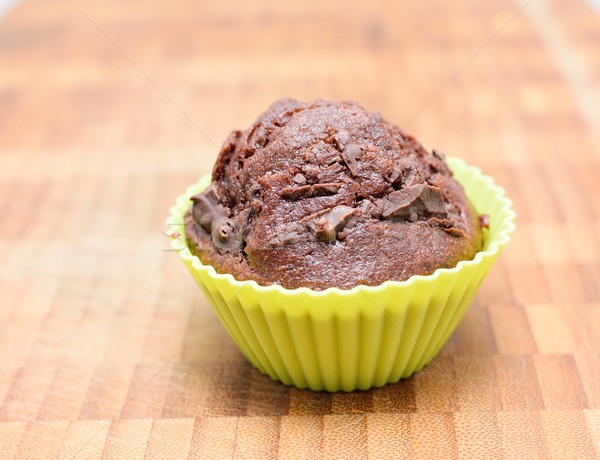 Chocolat muffin jaune silicone forme bois [[stock_photo]] © hamik