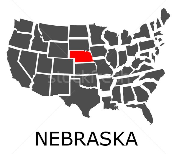 Nebraska mappa USA rosso colore viaggio Foto d'archivio © hamik