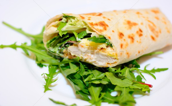 Stok fotoğraf: Tavuk · tortilla · taze · sebze · salata · akşam · yemeği