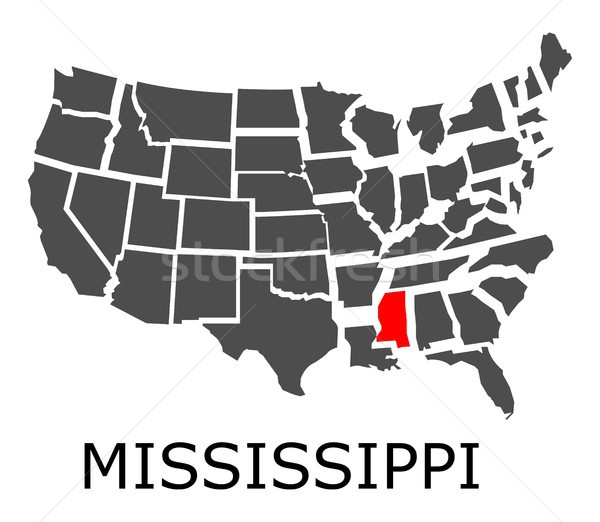 State of Mississippi on map of USA Stock photo © hamik