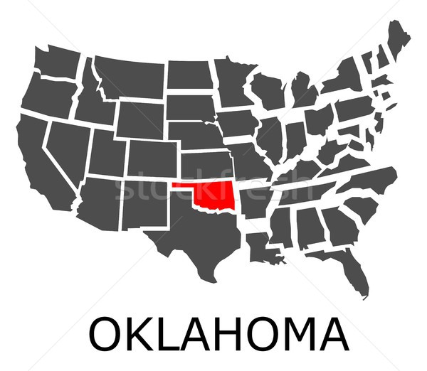 State of Oklahoma on map of USA Stock photo © hamik