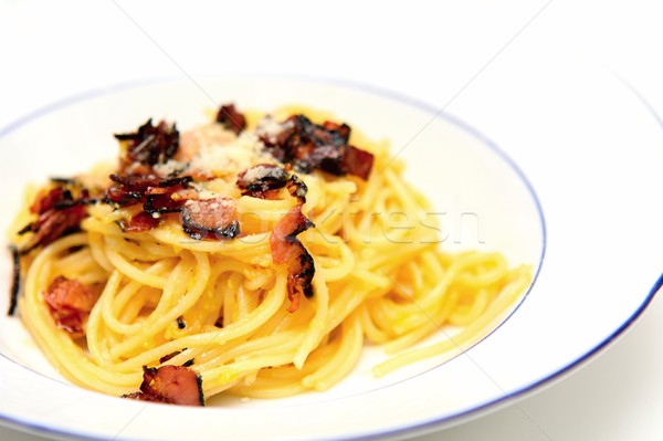 ストックフォト: スパゲティ · 伝統的な · のイタリア料理 · 卵 · 白