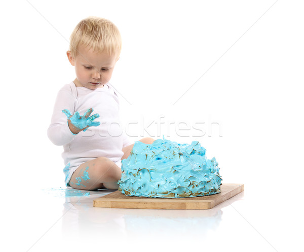 Baby Kuchen Junge blau eisgekühlt Stock foto © handmademedia