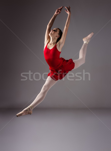 Foto stock: Feminino · bailarino · belo · cinza · bailarina