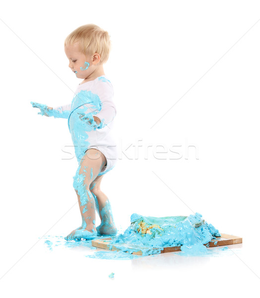Baby Kuchen Junge blau eisgekühlt Stock foto © handmademedia