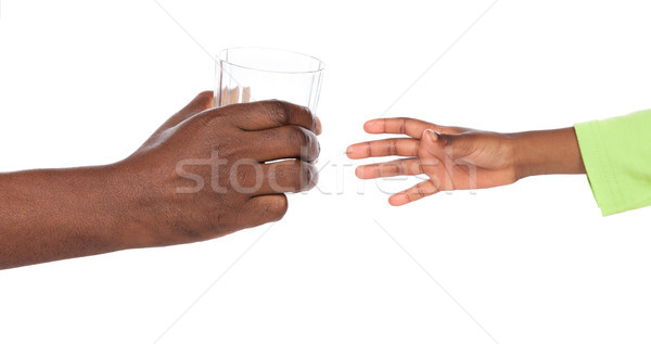 Stockfoto: Handen · glas · klein · afrikaanse · hand