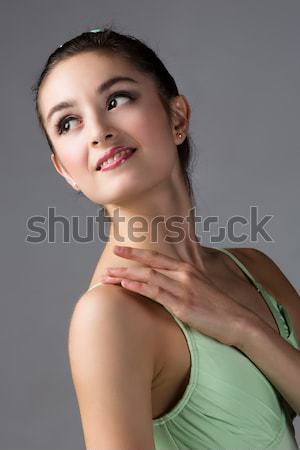 Foto stock: Feminino · bailarino · retrato · belo · cinza · bailarina