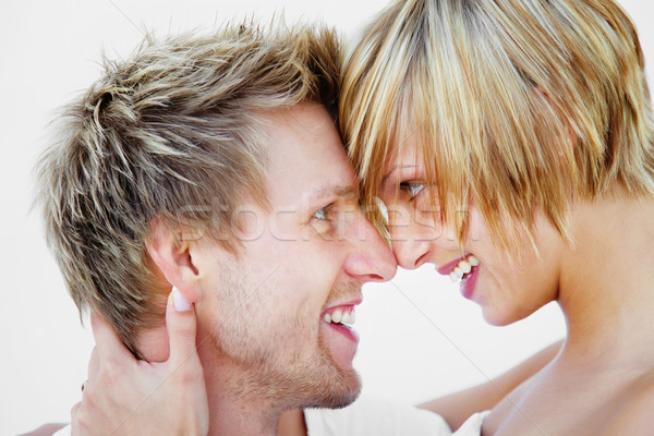 Foto stock: Amor · pie · blanco · cara · mujeres