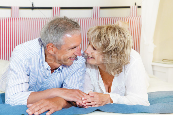 Foto stock: Feliz · maduro · Pareja · casa · mujer · nina