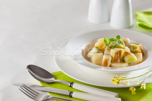 Kartoffeln Lauch Platte gekocht Stock foto © hansgeel
