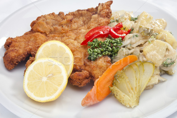 Vienna schnitzel with vegetables Stock photo © hanusst