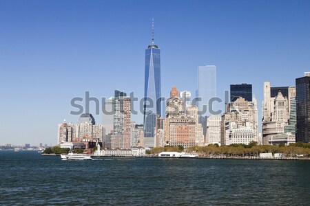 Foto stock: Nueva · York · centro · de · la · ciudad · torre · de · la · libertad · 2014 · horizonte · tarde