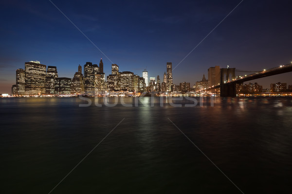 The New York City skyline w Brooklyn Bridge Stock photo © hanusst
