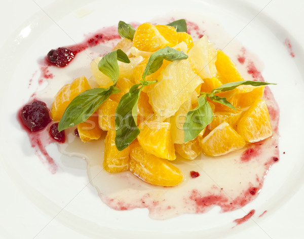 Salata de fructe portocaliu grapefruit mixt portocale frunze Imagine de stoc © hanusst