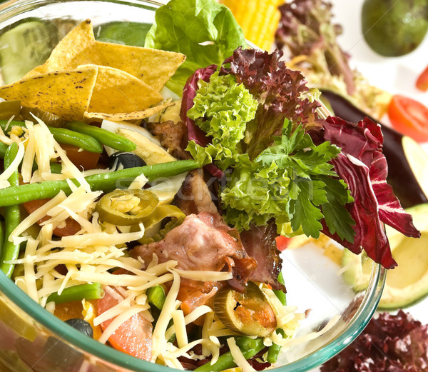 Foto stock: Vegetal · salada · mexicano · estilo · azeitonas · feijão