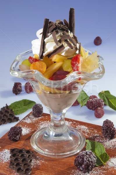 混合した フルーツ サンデー アイスクリーム 食品 チョコレート ストックフォト © hanusst