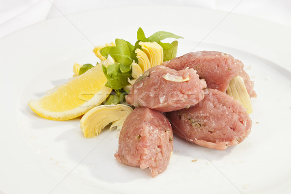 Kalfsvlees biefstuk vers diner Rood plaat Stockfoto © hanusst