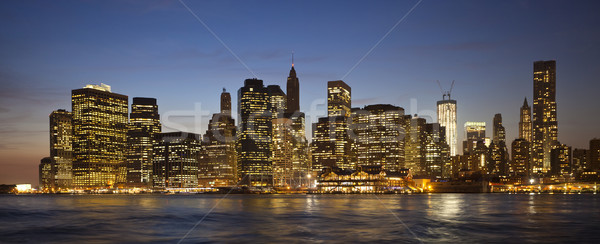 New York City centrul orasului freedom tower orizont amurg afaceri Imagine de stoc © hanusst