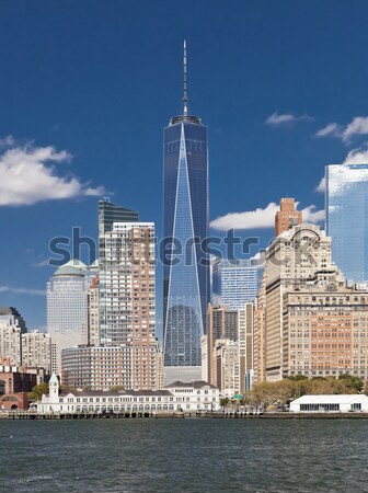 New York City centrul orasului freedom tower 2014 orizont dupa amiaza Imagine de stoc © hanusst