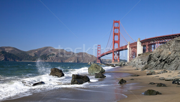 Golden Gate híd hullámok San Francisco égbolt víz út Stock fotó © hanusst